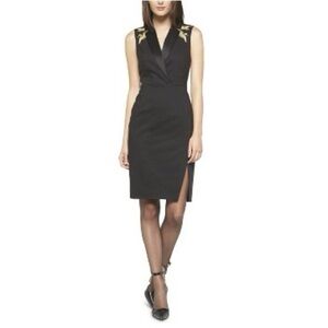 Altuzarra for Target Black Tuxedo Sheath Dress Gold Crane Embroidery Sleeveless